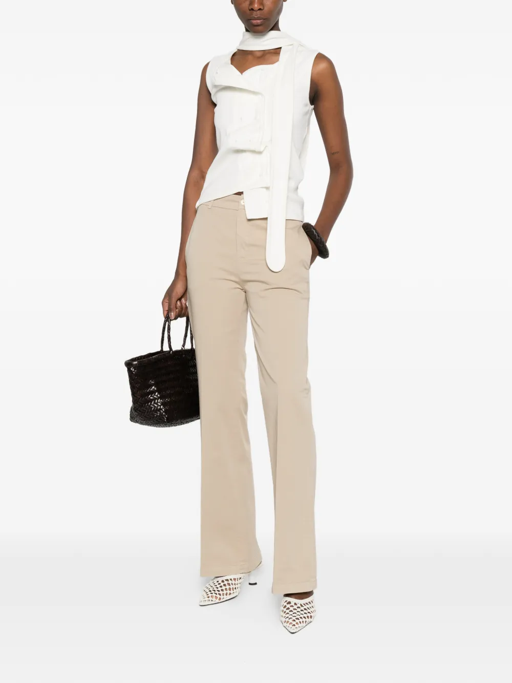  40 Weft Thea Zip-up Straight Trousers - Neutrals 