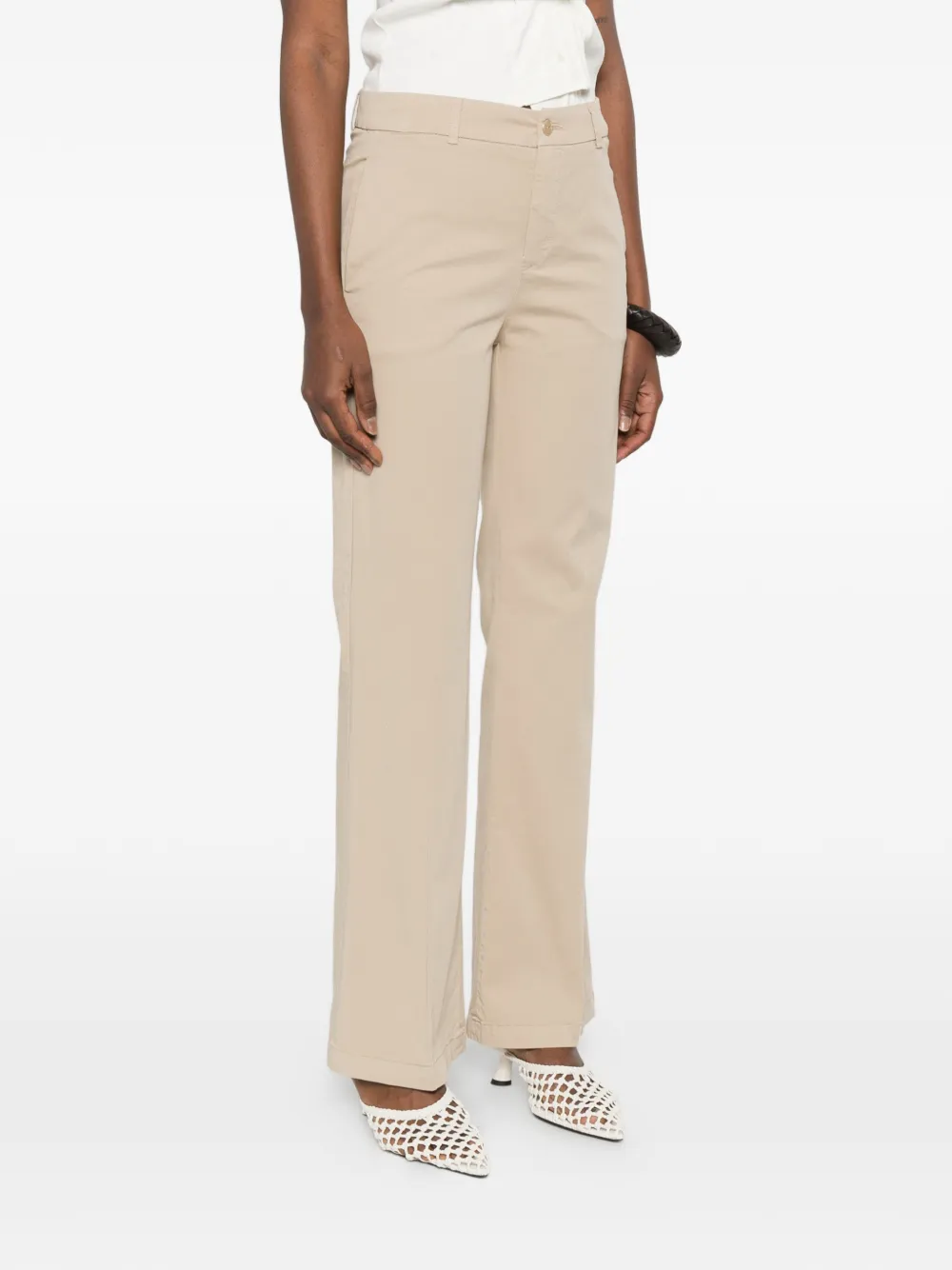  40 Weft Thea Zip-up Straight Trousers - Neutrals 