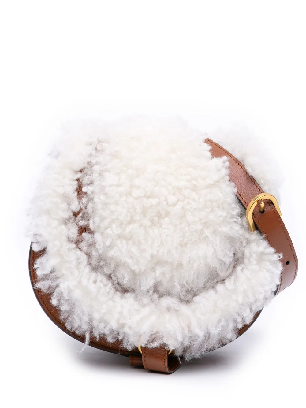 Chloé Pre-Owned 2009-2010 Mini Shearling and Calfskin Marcie Saddle crossbody bag - Marrone