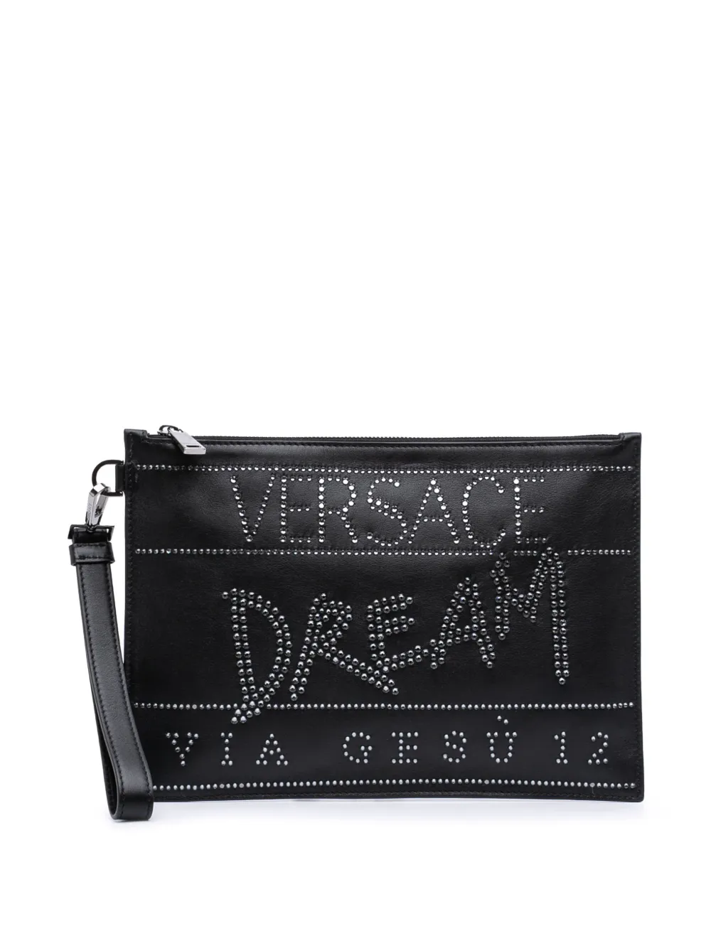Versace Pre-Owned 2010-2026 Crystal Embellished Leather clutch bag - Nero