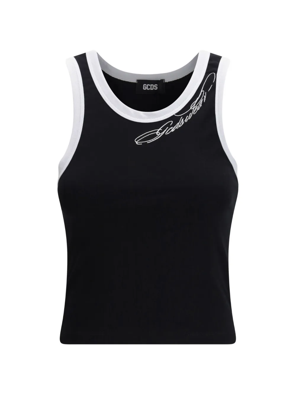 GCDS contrast-trim tattoo tank top - Schwarz