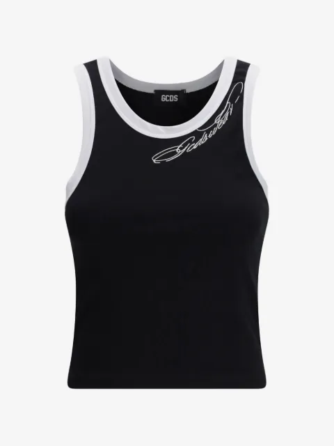 GCDS contrast-trim tattoo tank top