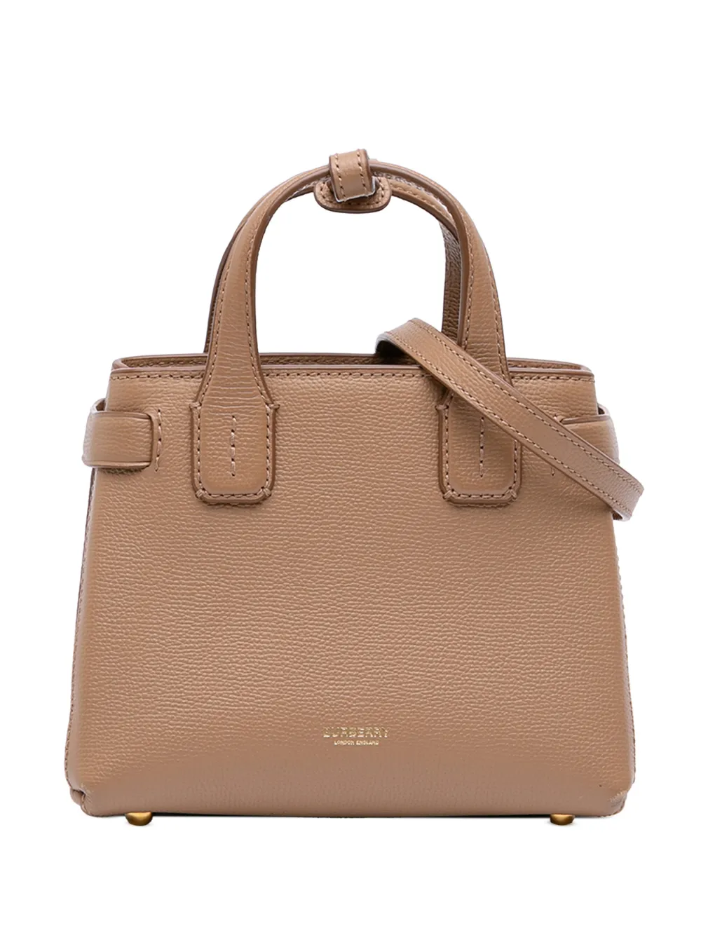 Burberry Pre-Owned 2018-2023 Leather and House Check Banner satchel - Marrone