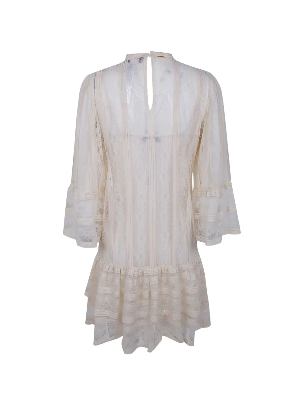  Twinset Lace Ruffle Maxi Dress - Neutrals 