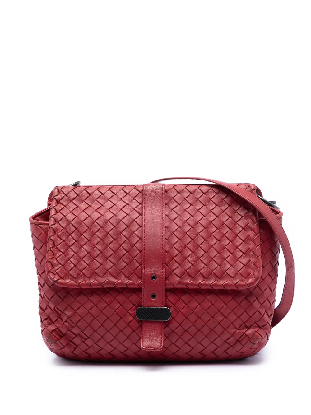 Bottega Veneta Pre-Owned 2012-2026 Nappa Intrecciato Double Sided Flap Messenger Bag crossbody bag - Rosso