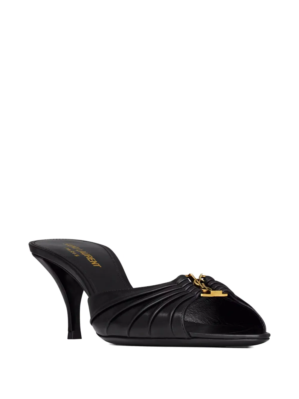 Saint Laurent logo-plaque sandals Zwart
