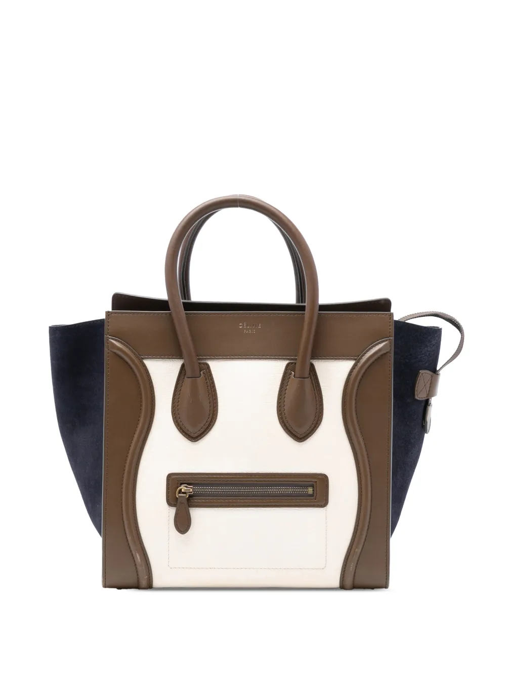 Celine Pre-Owned 2013 Mini Tricolor Calfskin and Suede Luggage tote bag - Bianco