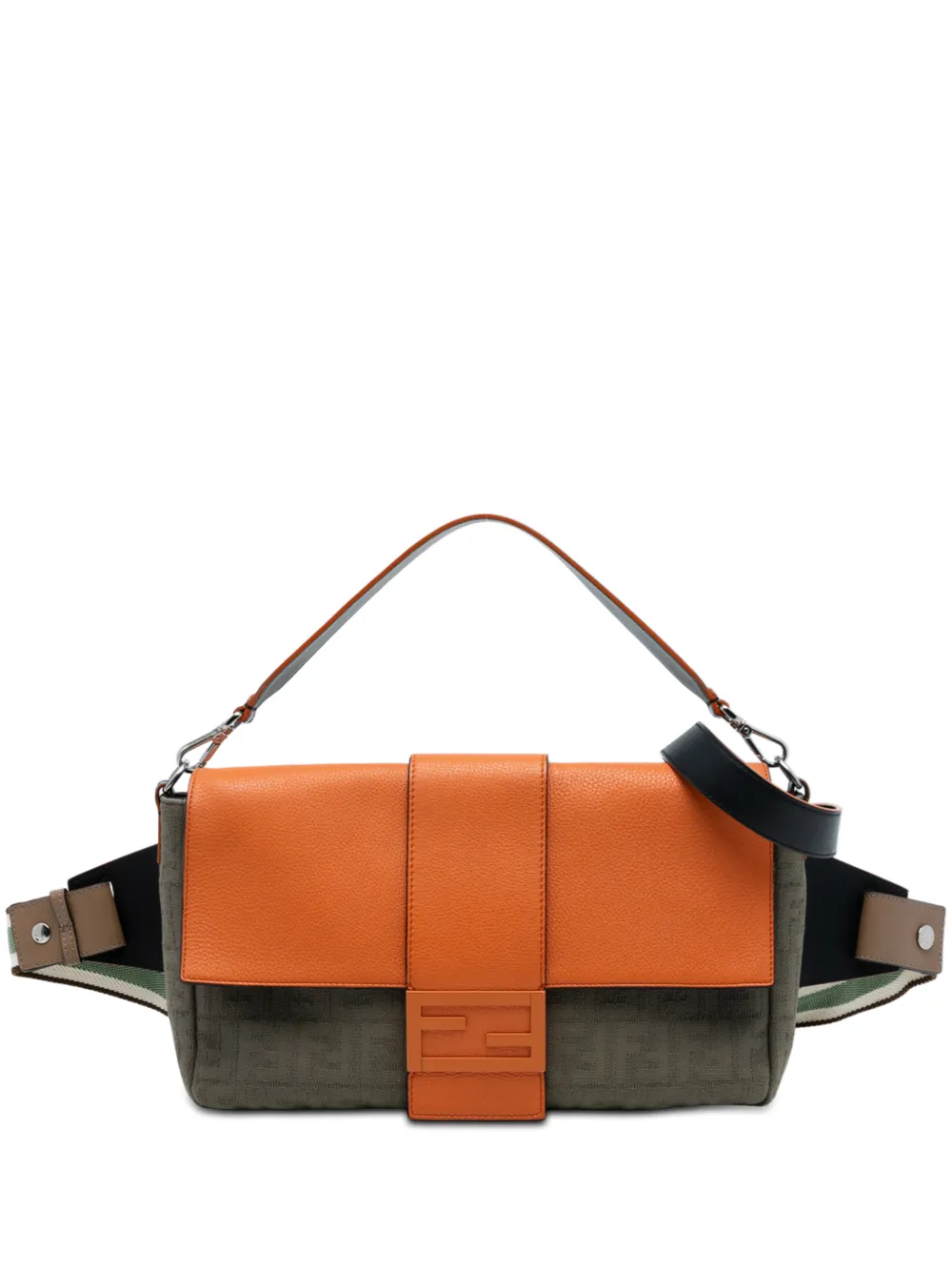 Fendi Pre-Owned 2010-2025 Large Zucca Canvas and Leather Convertible Belt Baguette satchel - Marrone