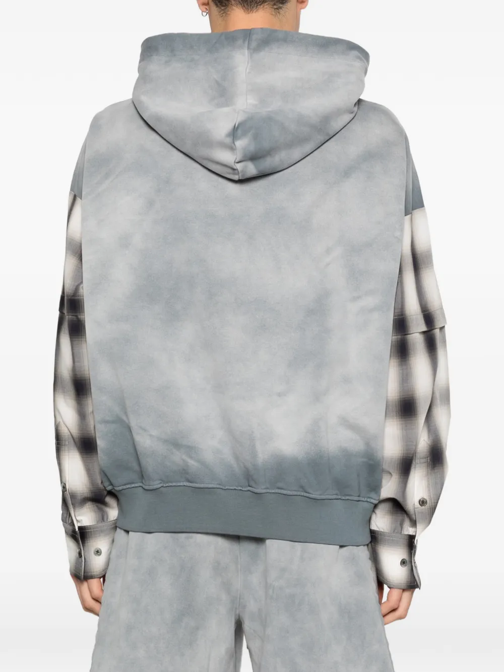 Feng Chen Wang Hoodie met geruite mouwen Grijs