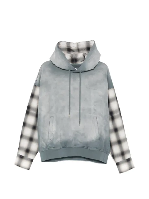 Feng Chen Wang check-pattern-sleeve hoodie