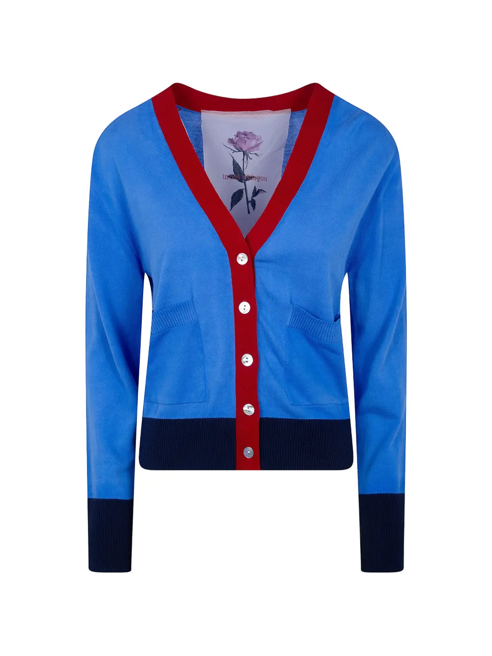 IN BED WITH YOU button V-neck cardigan - Blu