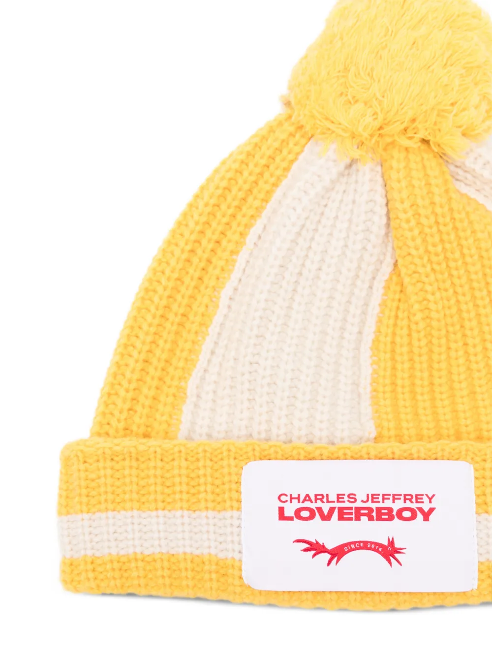 Charles Jeffrey Loverboy Gestreepte muts met pompon Geel