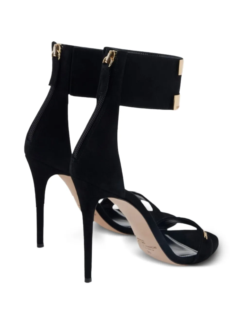 Elisabetta Franchi Suède sandalen verfraaid met logo Zwart