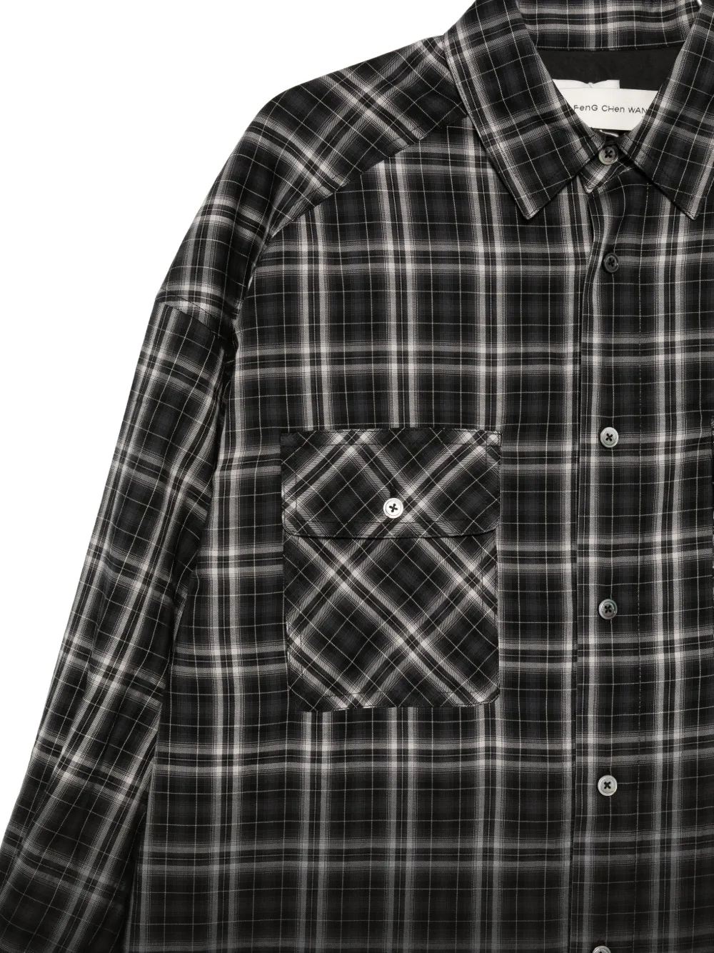 Feng Chen Wang Checked Pocket Shirt - Black 