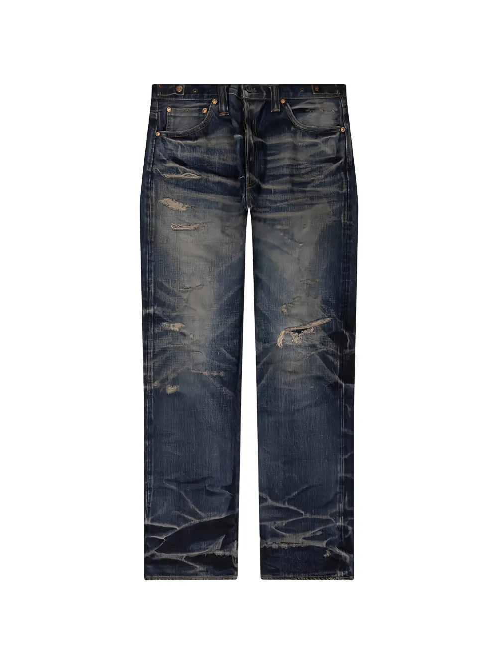 Mastercraft Union repaired straight jeans - Blu