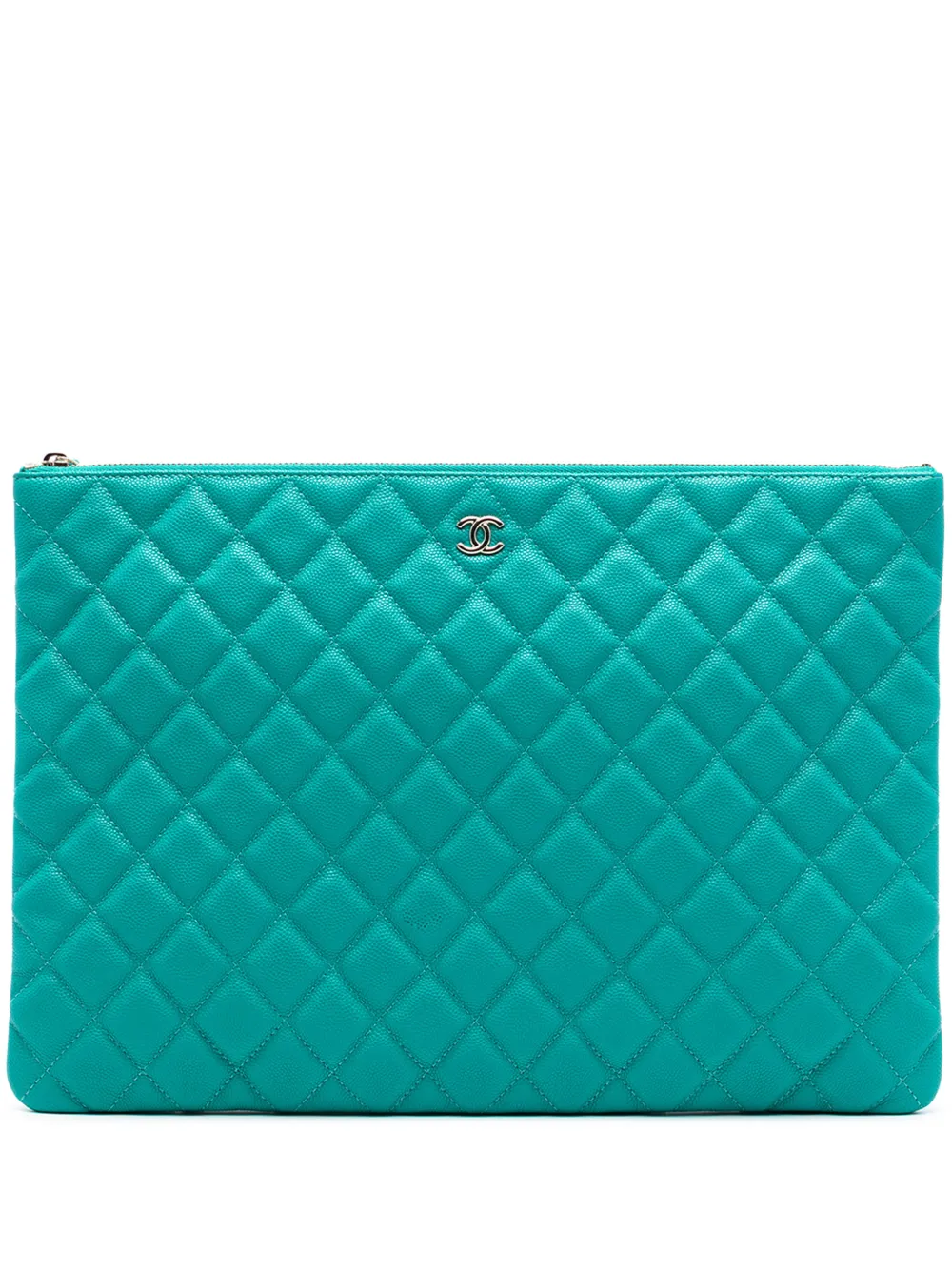 CHANEL Pre-Owned 2016-2017 Large Quilted Caviar O Case clutch bag - Blu