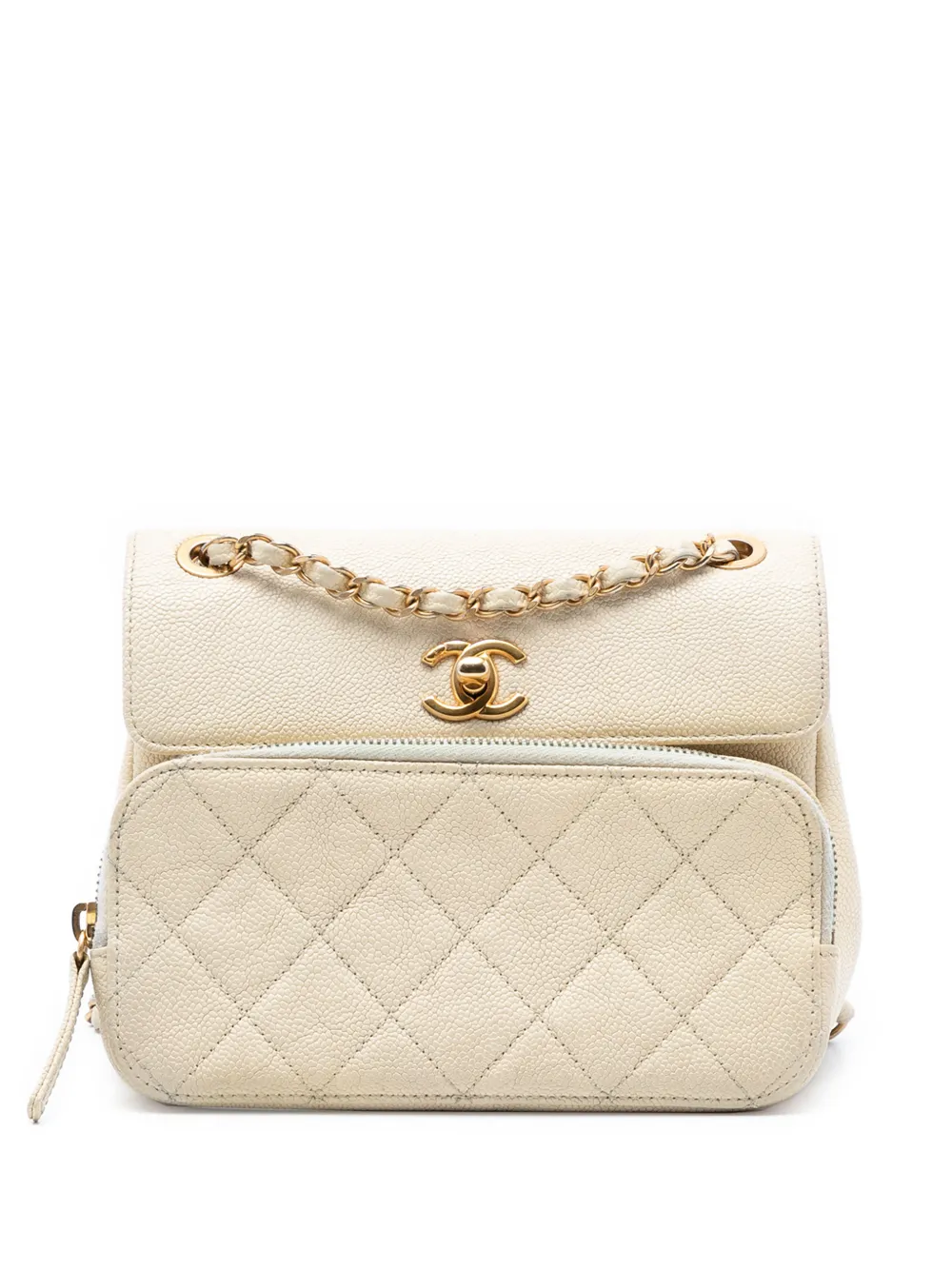 CHANEL Pre-Owned 2019 Caviar Business Affinity Messenger Flap crossbody bag - Bianco