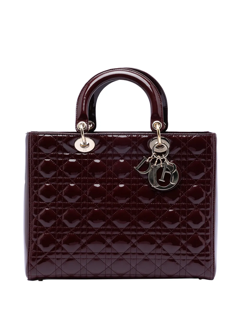 Christian Dior Pre-Owned 2013 Large Patent Cannage Lady Dior satchel - Rosso