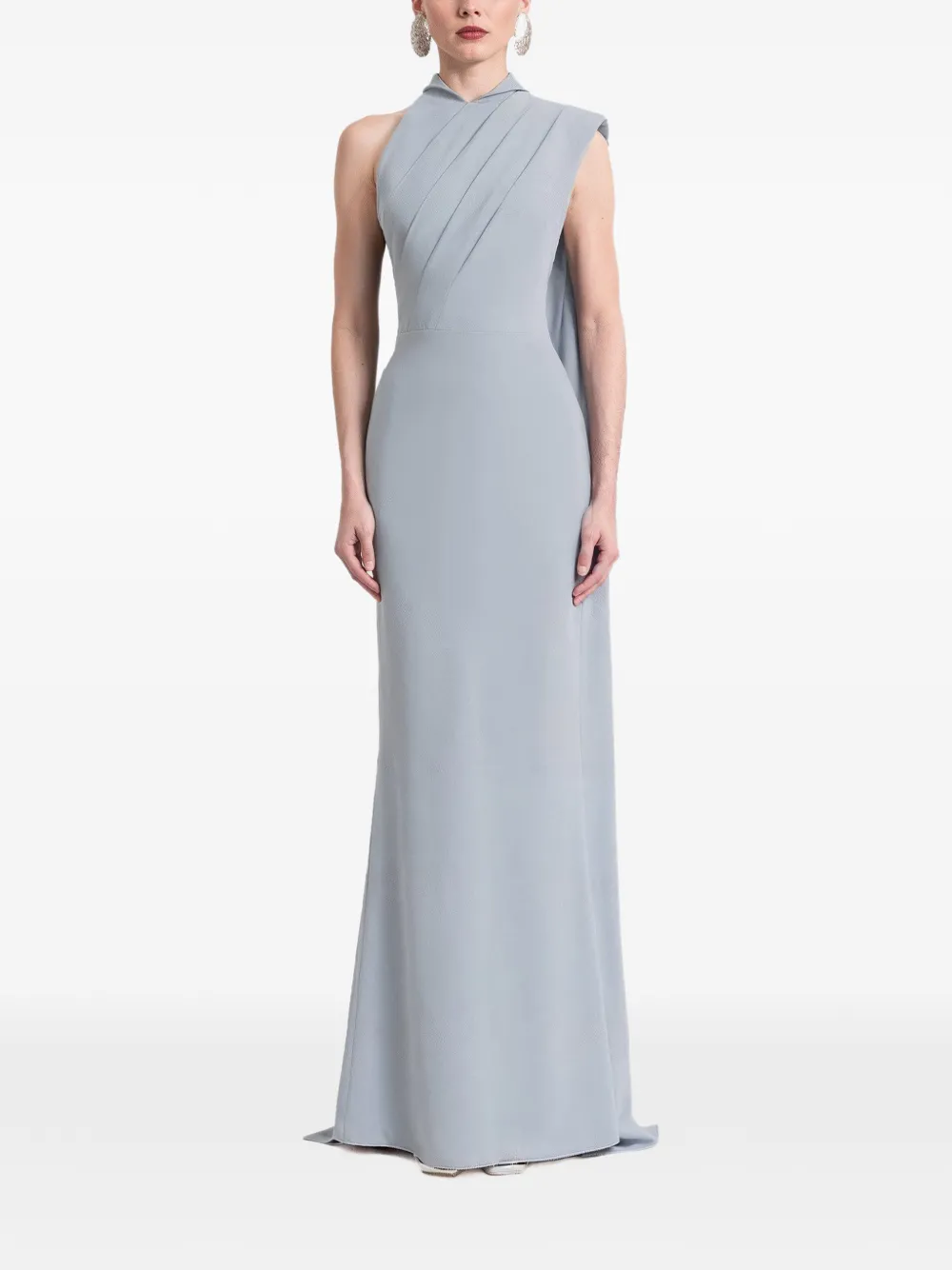 Gemy Maalouf Jurk met schoudervullingen en cape Blauw