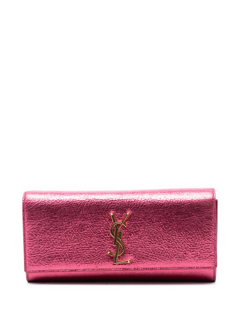 Saint Laurent Pre-Owned 2000-2012 Metallic Calfskin Cassandre clutch bag - Rosa