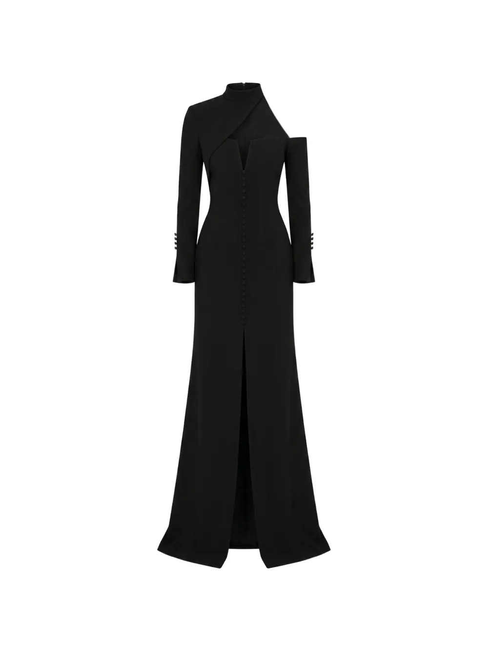 Gemy Maalouf asymmetric-neckline button-down dress - Black