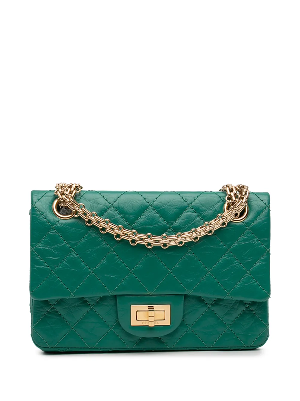 CHANEL Pre-Owned 2019 Quilted Aged Calfskin Reissue 2.55 Single Flap 224 crossbody bag - Verde