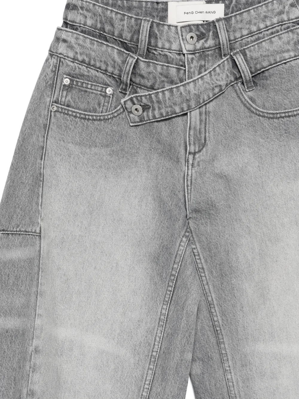  Feng Chen Wang Asymmetric-waistband Jeans - Grey 