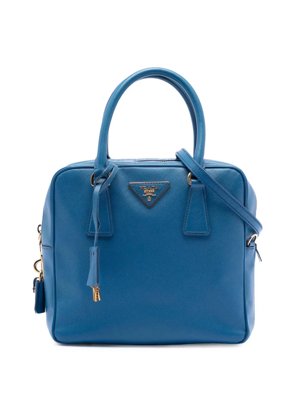 Prada Pre-Owned 2010-2025 Small Saffiano Square Bauletto satchel - Blu