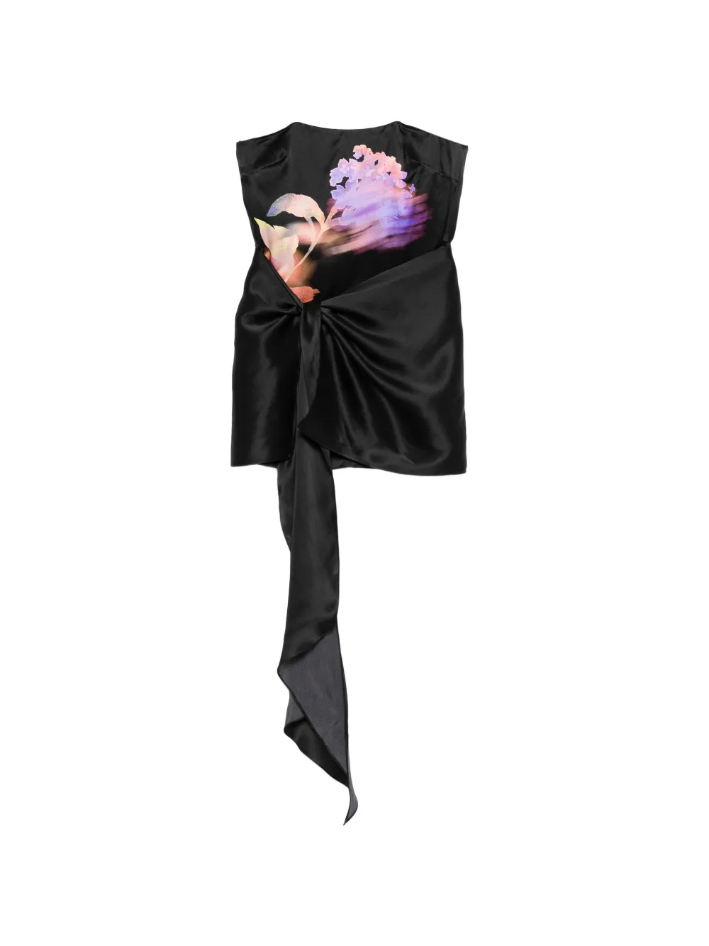 David Koma floral-print knot-detail dress - Nero