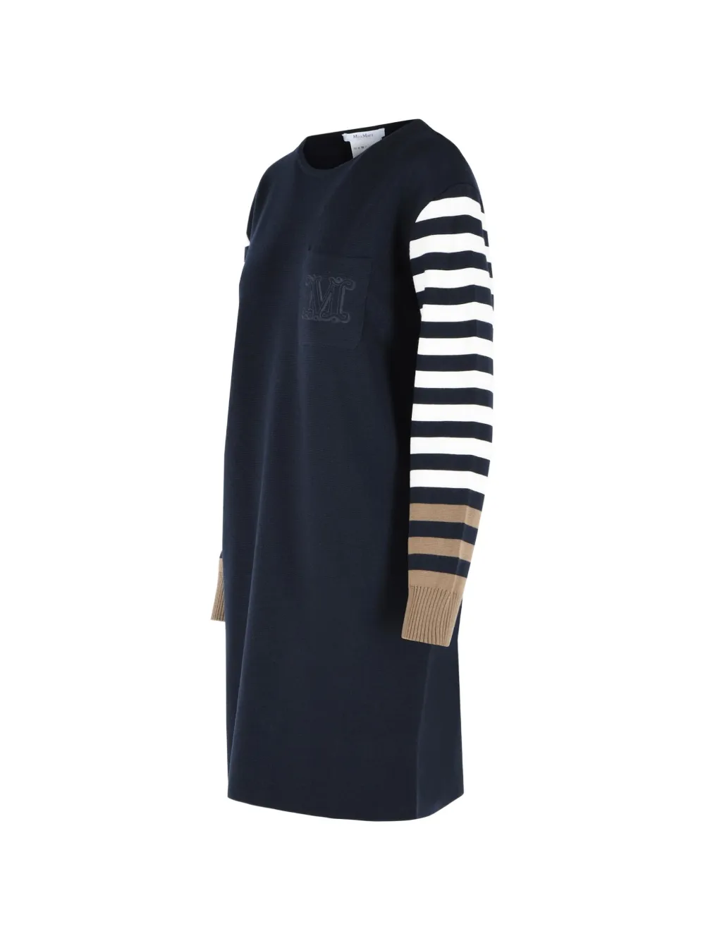 Max Mara Wollen sweaterjurk met gestreepte mouwen en zak Blauw