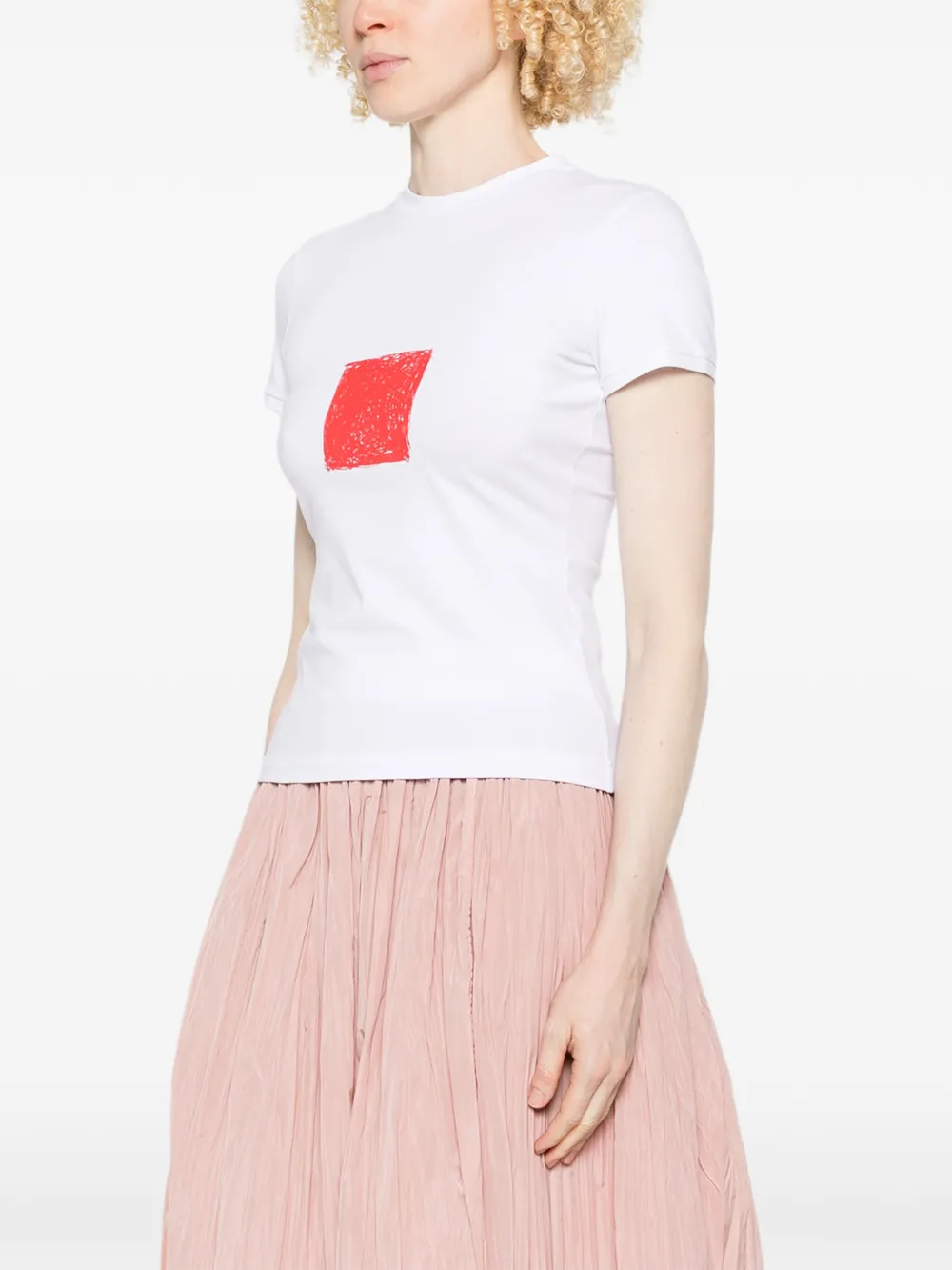 CO.GO T-shirt met vierkante print Wit