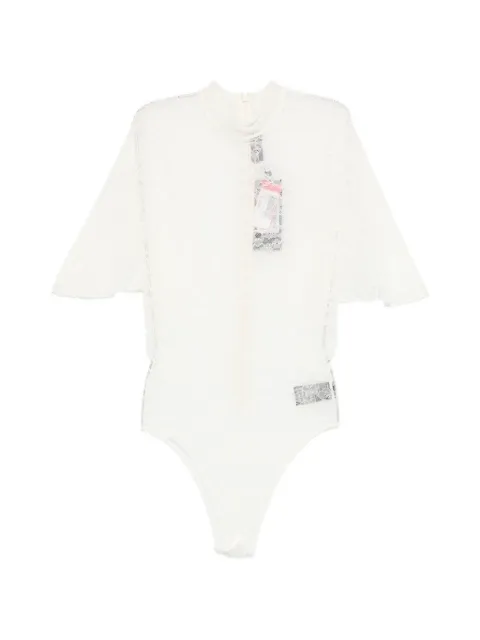 David Koma floral-lace cape-sleeve bodysuit