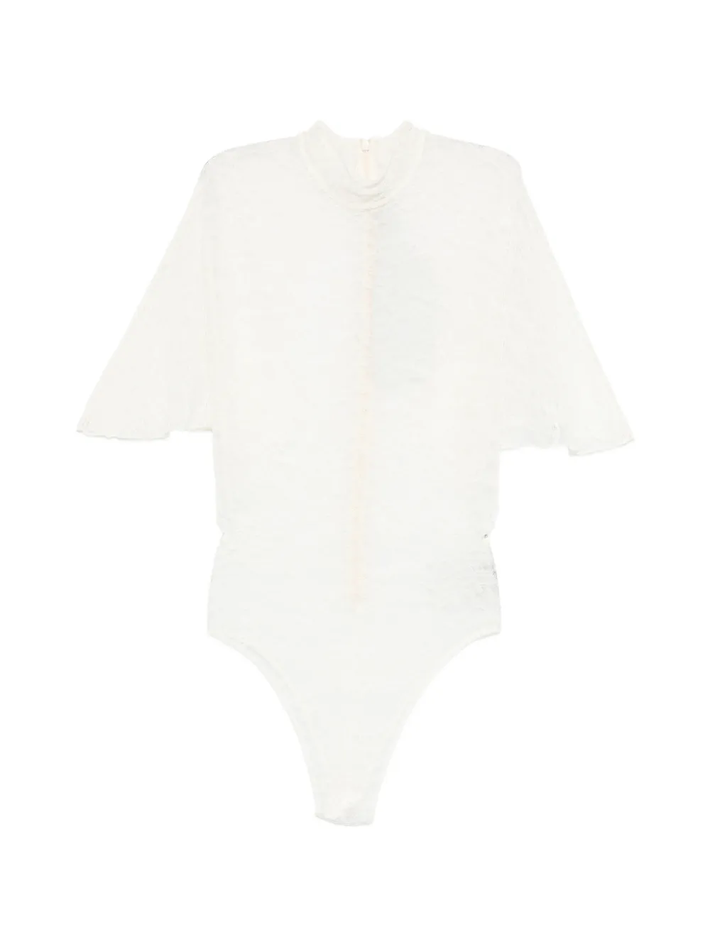 David Koma floral-lace cape-sleeve bodysuit - Bianco