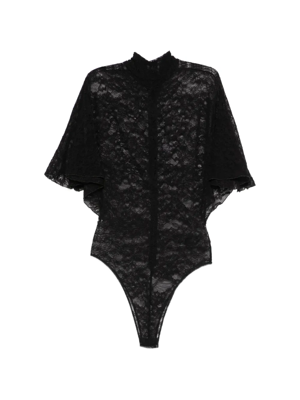 David Koma lace cape-sleeve bodysuit - Nero