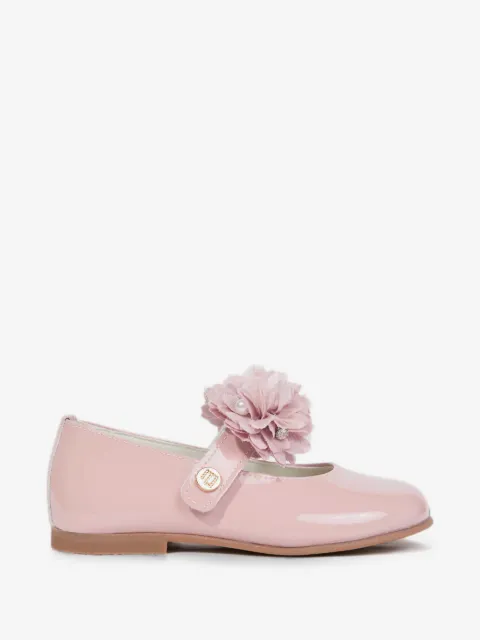ANDANINES floral-applique patent-leather ballet flats