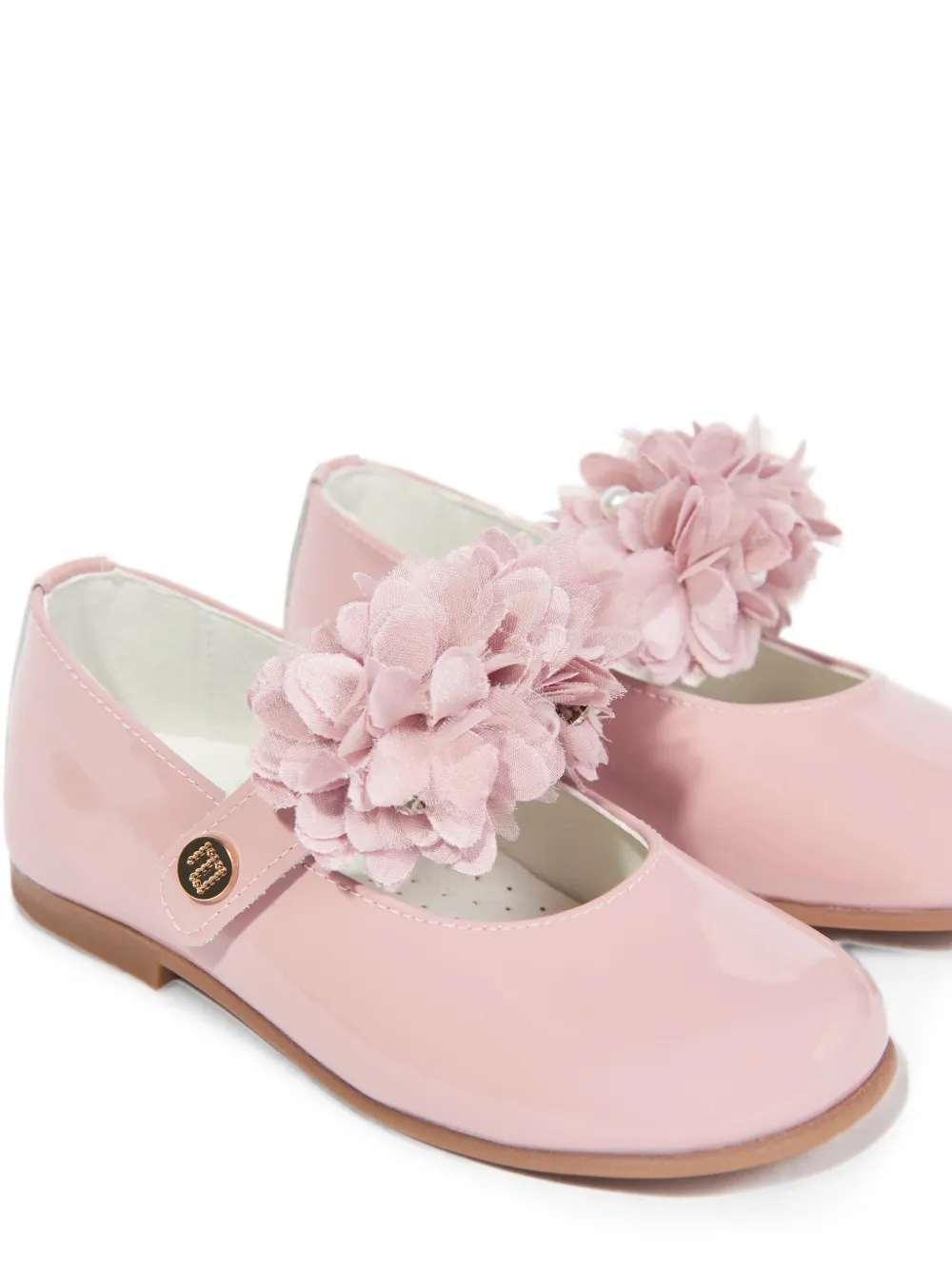 ANDANINES Lakleren ballerina's met bloemen-applicatie Roze