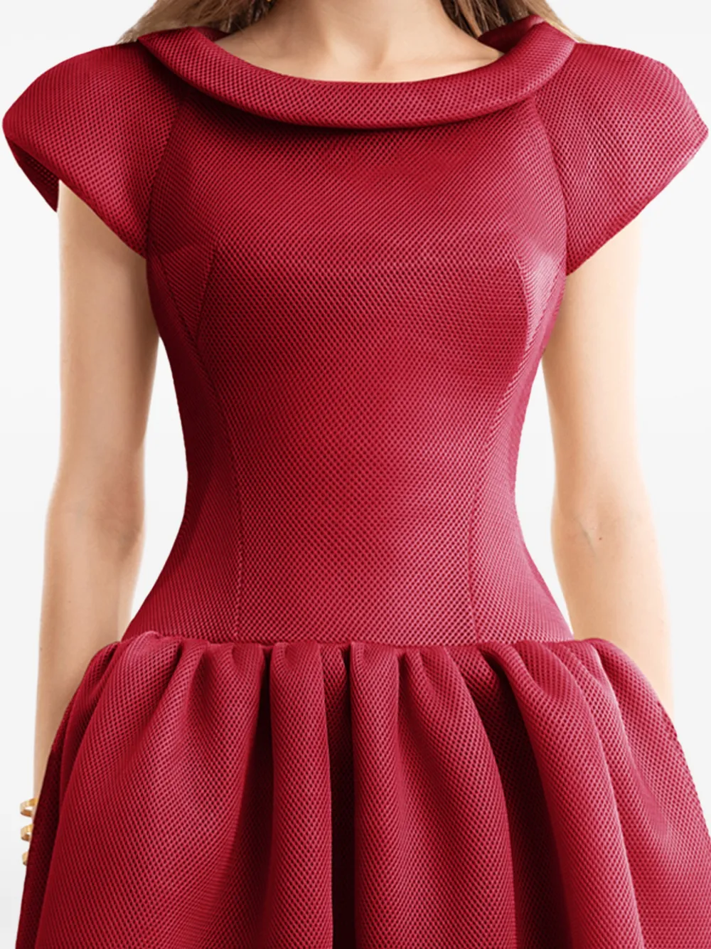 Gemy Maalouf Midi-jurk met verlaagde taille en sculpturale halslijn Rood