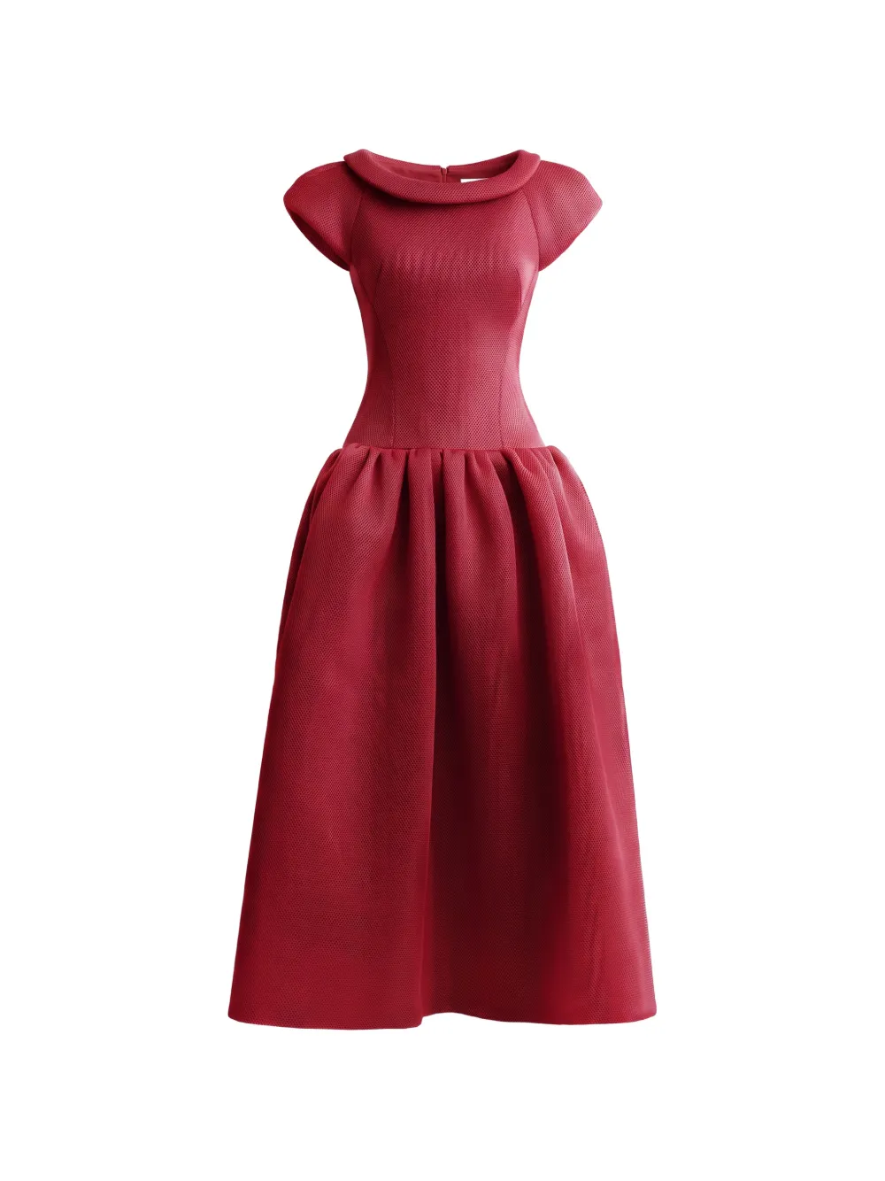 Gemy Maalouf sculpted-neckline drop-waist midi dress - Red