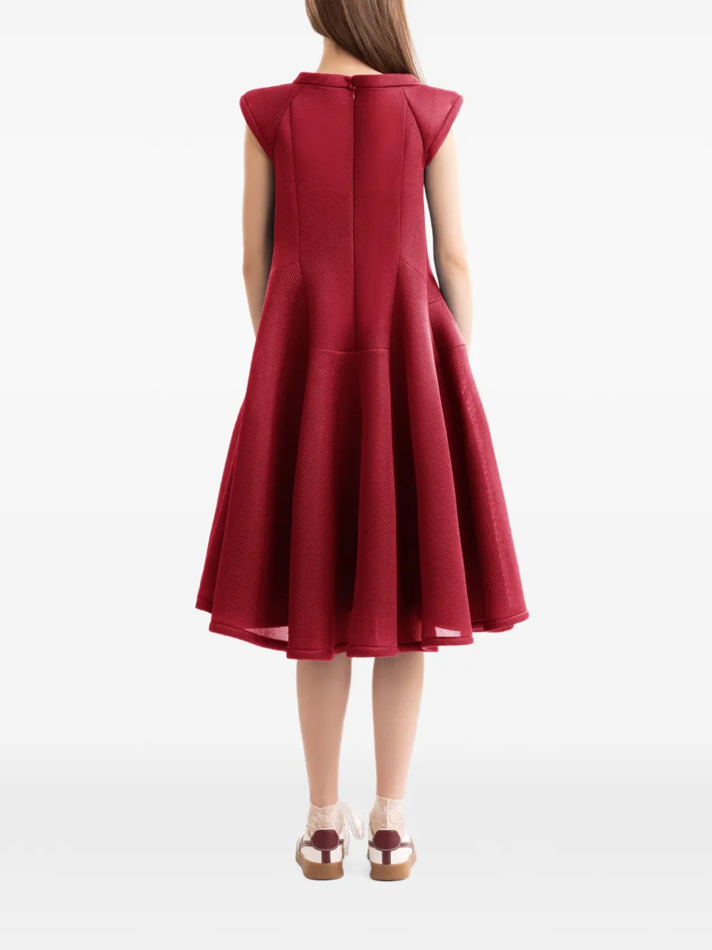 Gemy Maalouf Midi-jurk met korte mouwen Rood