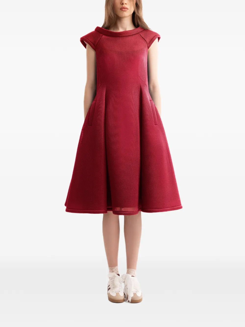 Gemy Maalouf Midikleid mit kurzen Ärmeln - Rot