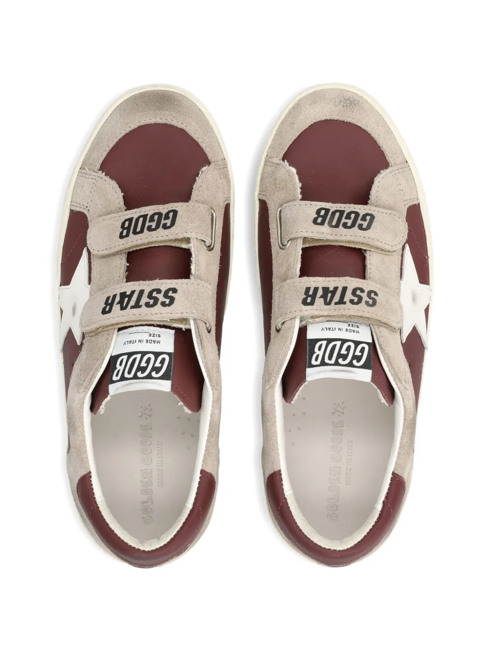Golden Goose Kids Old School star strap leather sneakers Beige