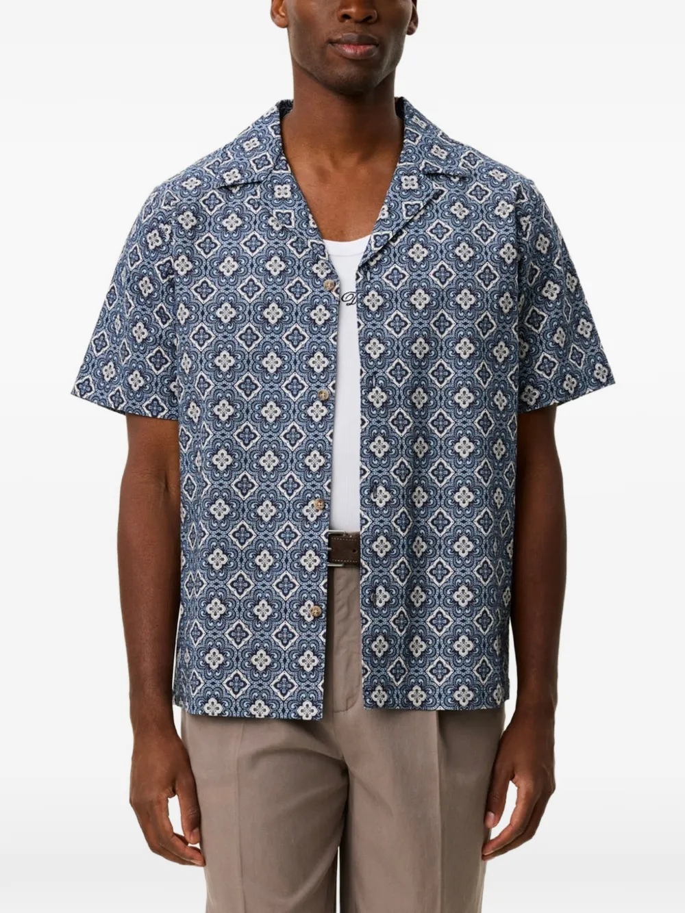  Les Deux Lukas Arabesque Patterned Shirt - Blue 