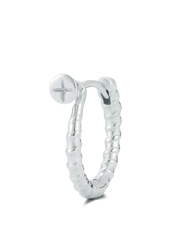 Mateo Screw Hoop Earring in Silver