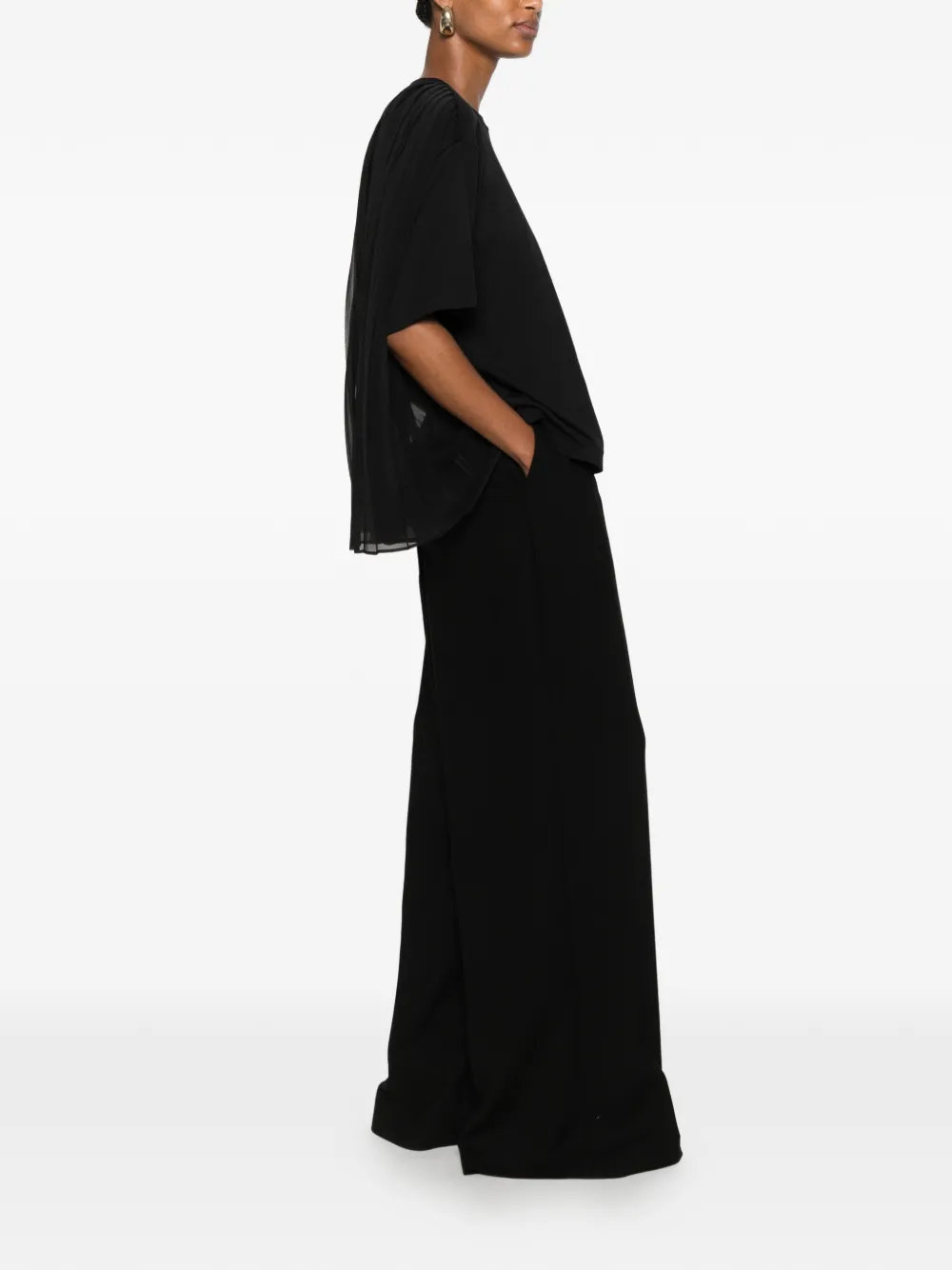 Sportmax T-shirt met geplooide vlakken Zwart