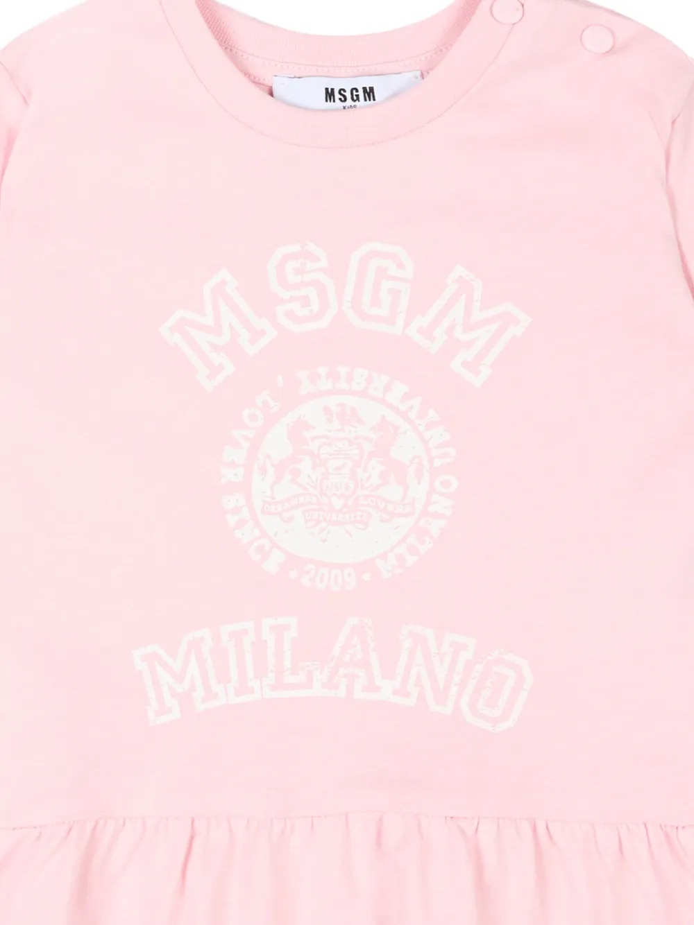  Msgm Kids Vestido Con Logo Estampado - Rosa 