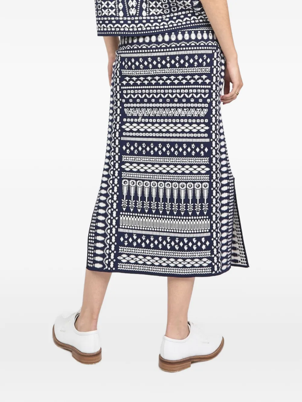 Temperley London Tlalli gebreide midi-rok met patroon Blauw