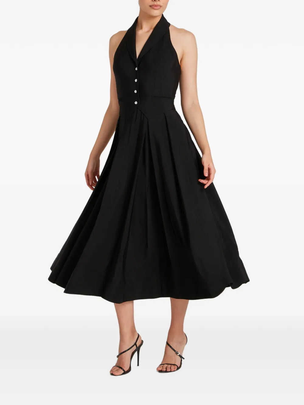  Temperley London Halter Button Dress - Black 