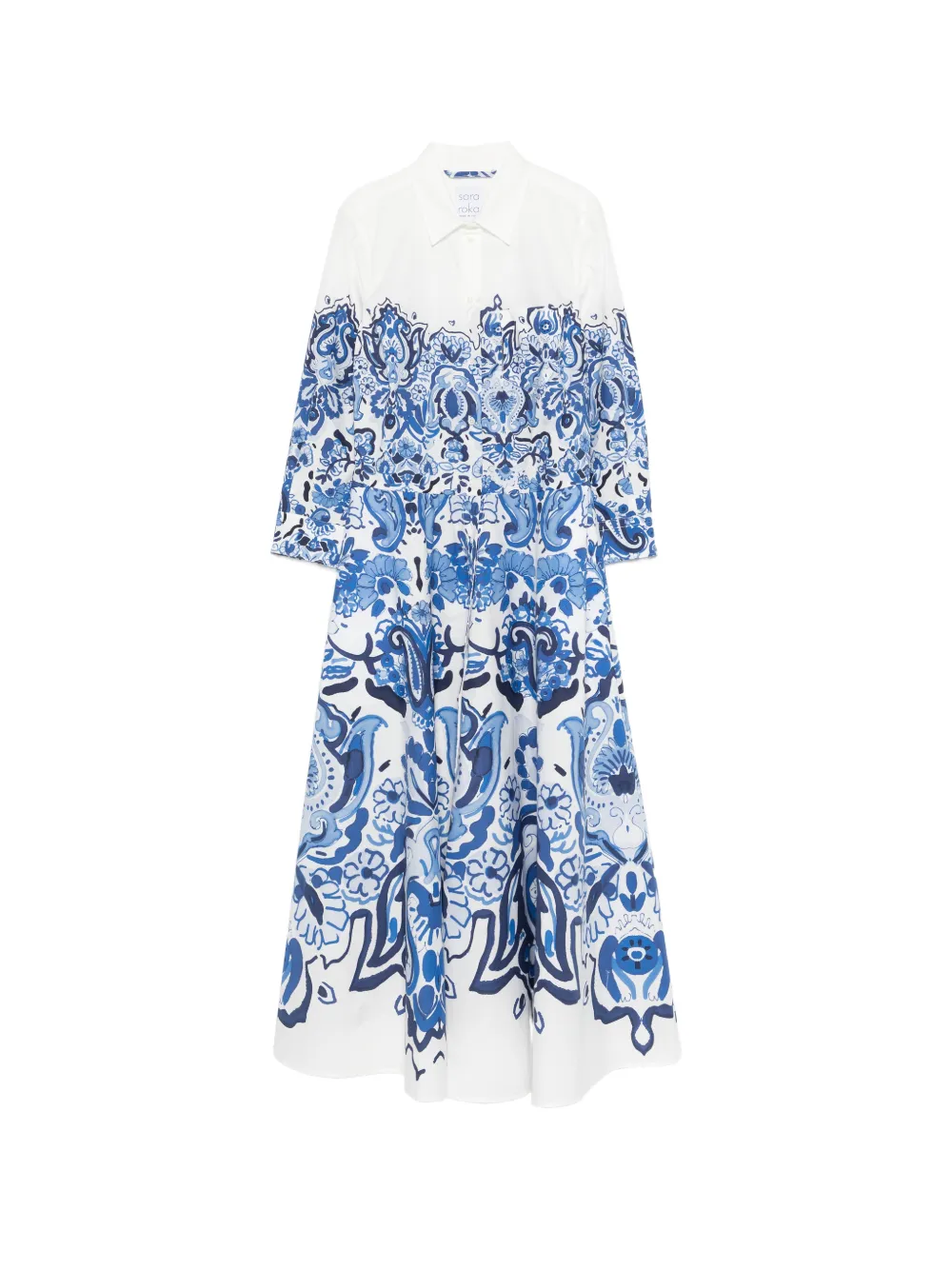 Sara Roka Nydia damasque-printed midi dress - Bianco