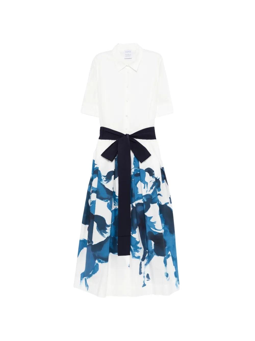 Sara Roka Margie horse-print midi dress - Bianco