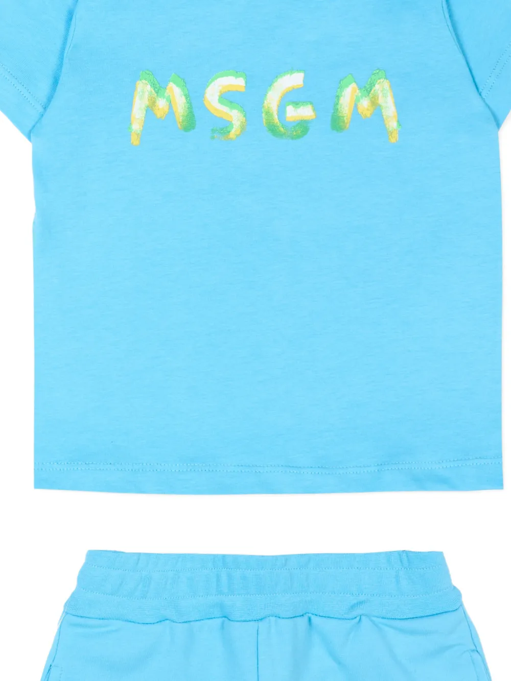 MSGM Kids T-shirt en shorts met logoprint Blauw